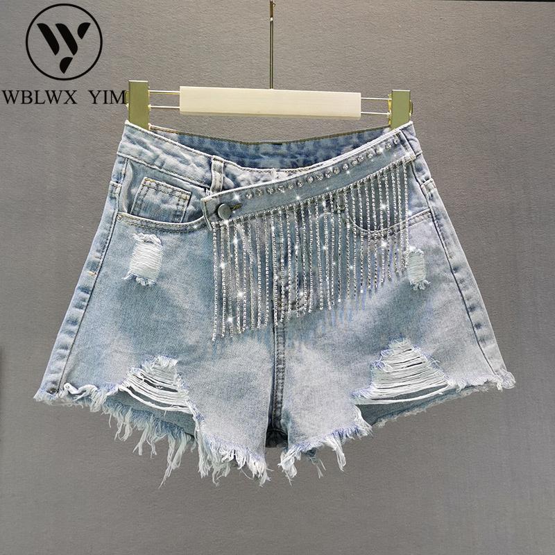 Summer High Waist A-Line Denim Shorts Women Fashion Rhinestone Tassel Wide leg Jeans Shorts Loose Washed Short Jeans Female, Light blue
Summer High Waist A-Line Denim Shorts Women Fashion Rhinestone Tassel Wide leg Jeans Shorts Loose Washed Short Jeans Female, Light blue