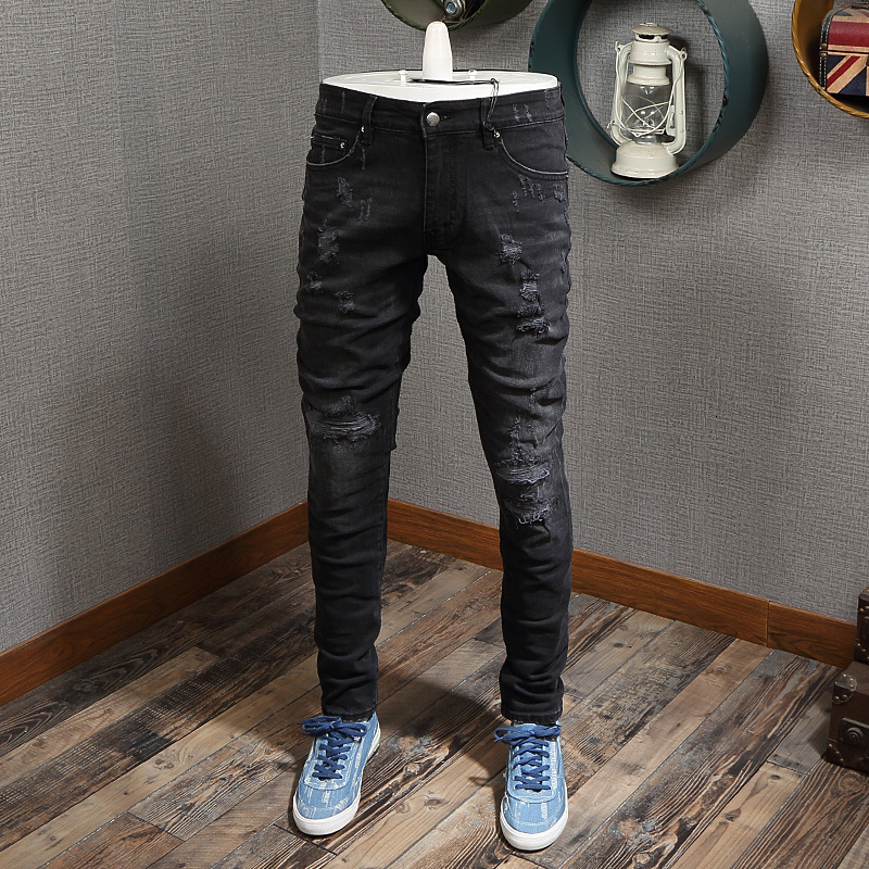 2021 New High Street Fashion Black Slim Fit Destroyed Ripped Men Pencil Pants Streetwear Designer Hip Hop Jeans Homme Lydp
2021 New High Street Fashion Black Slim Fit Destroyed Ripped Men Pencil Pants Streetwear Designer Hip Hop Jeans Homme Lydp