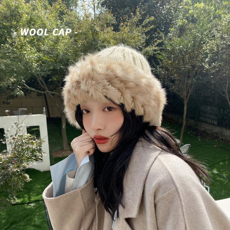 Winter Gentle Retro Beige Fur Wool Hat Female Fur Hat Gray Warm Knitted Earmuffs Bonnets for Women
Winter Gentle Retro Beige Fur Wool Hat Female Fur Hat Gray Warm Knitted Earmuffs Bonnets for Women