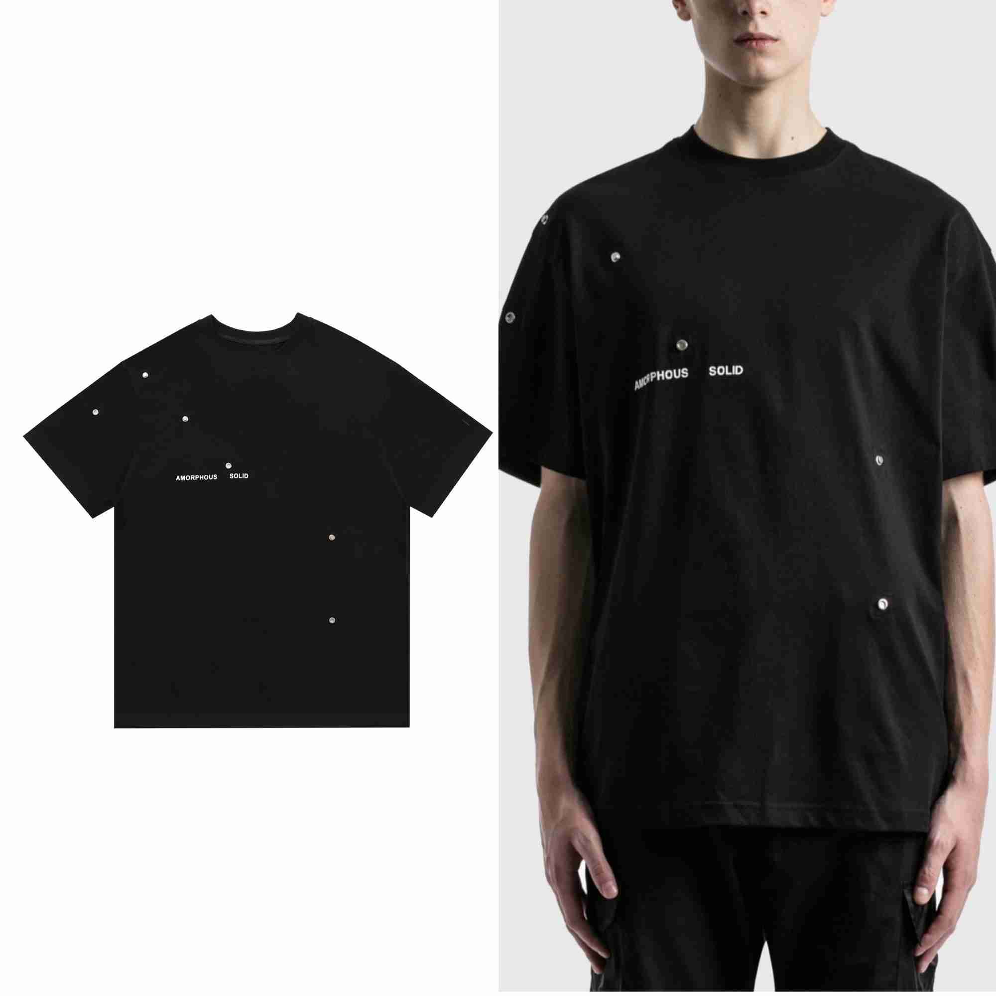 Men' T-Shirts Meichao heliot Emil warped metal button T-shirt he deconstructs short sleeve high street for male and female couples, Black
Men' T-Shirts Meichao heliot Emil warped metal button T-shirt he deconstructs short sleeve high street for male and female couples, Black