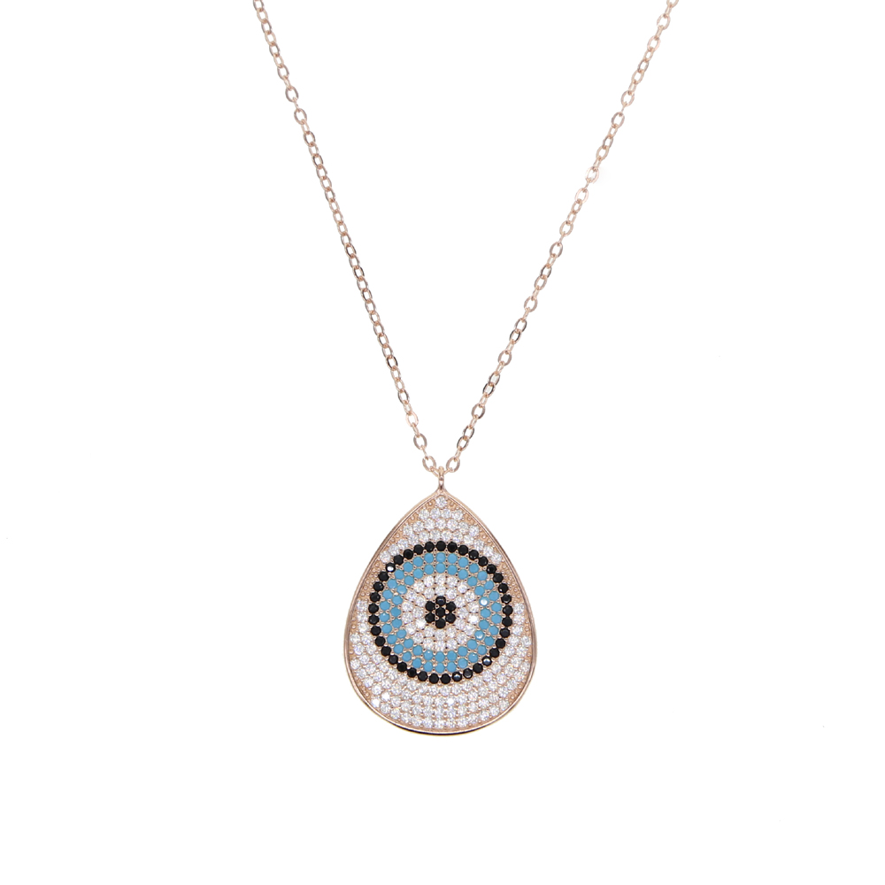 Big eye Charm summer Necklaces Gold Color cz paved round eye Rhinestone Pendant & Chain Men/Women wedding Jewelry