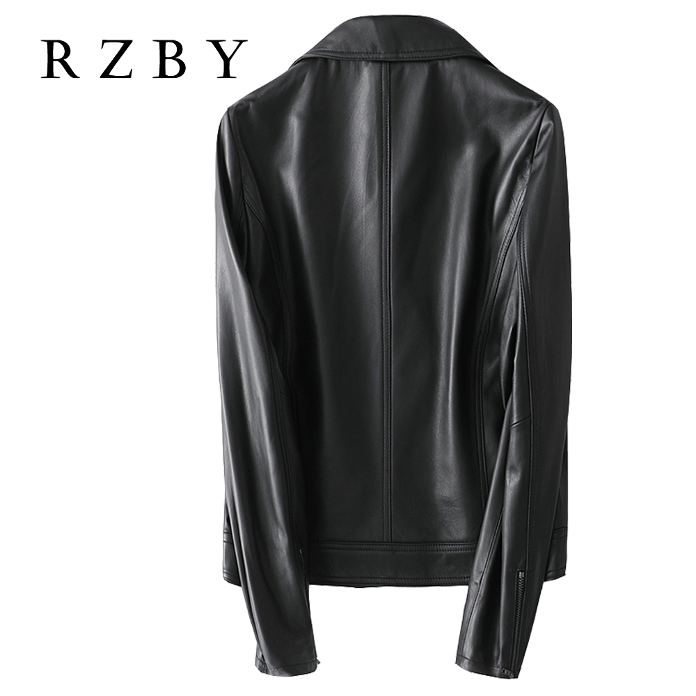 RZBY Soft Sheepskin Genuine Leather Coat Black Jacket Women Autumn Clothes Casual Genuine Leather Jacket Fashion LJ201127