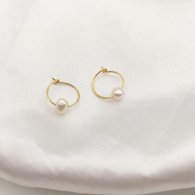 14KGF White Baroque Pearl Earrings Handmade Designer Jewelry Hook Earrings For Women
