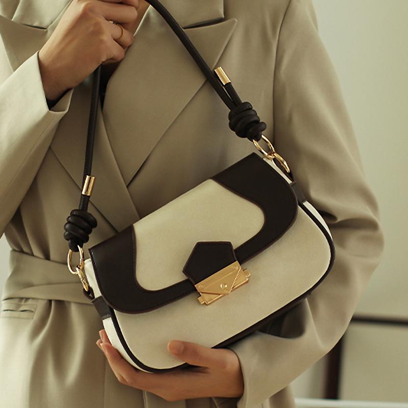 Women Knotted Shoulder Strap Half-Moon Bag Stitching Design Shoulder Bag for Ladies Retro Female Handbag Senior Crossbody Bags, White
Women Knotted Shoulder Strap Half-Moon Bag Stitching Design Shoulder Bag for Ladies Retro Female Handbag Senior Crossbody Bags, White