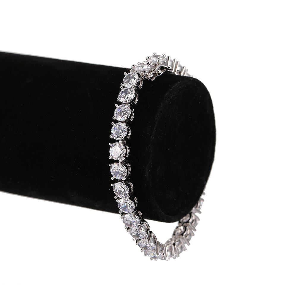 3/4/5/6mm 7/8inch Men Iced Out Cut Tennis CZ Bracelet Triple Lock Hiphop 1Row Bracelets