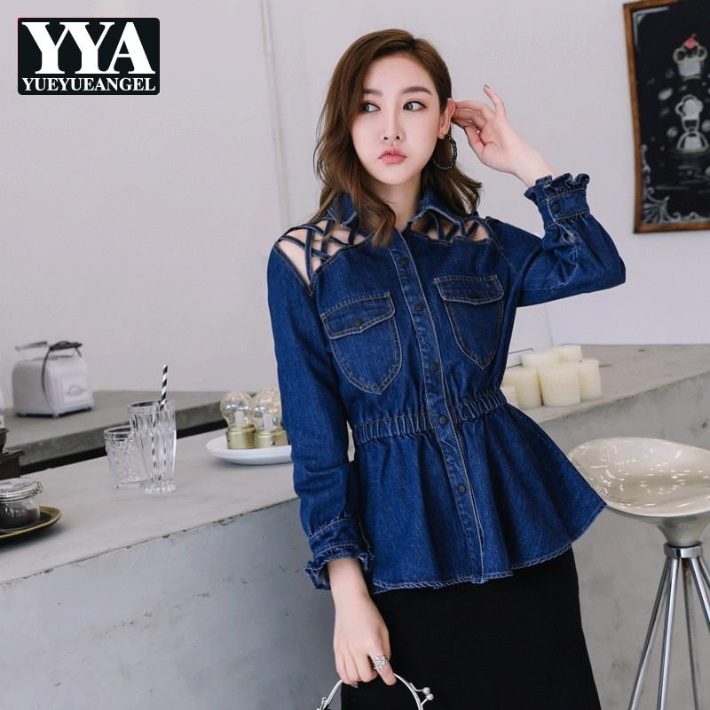 Office Ladies Slim Fit Ruffles Hollow Out Denim Jacket Women Elegant Single Breasted Criss-Cross Elastic Denim Tops Coats Female, Blue
Office Ladies Slim Fit Ruffles Hollow Out Denim Jacket Women Elegant Single Breasted Criss-Cross Elastic Denim Tops Coats Female, Blue