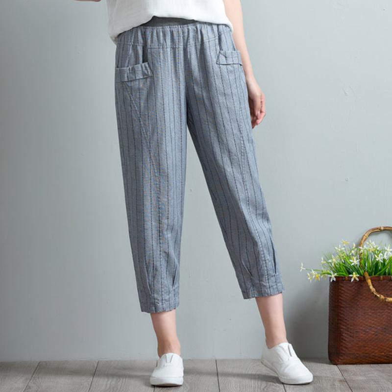 Women Pencil Pants Plus Size Ankle-Length Pants Female Summer Casual Striped Loose Trousers, Beige
Women Pencil Pants Plus Size Ankle-Length Pants Female Summer Casual Striped Loose Trousers, Beige
