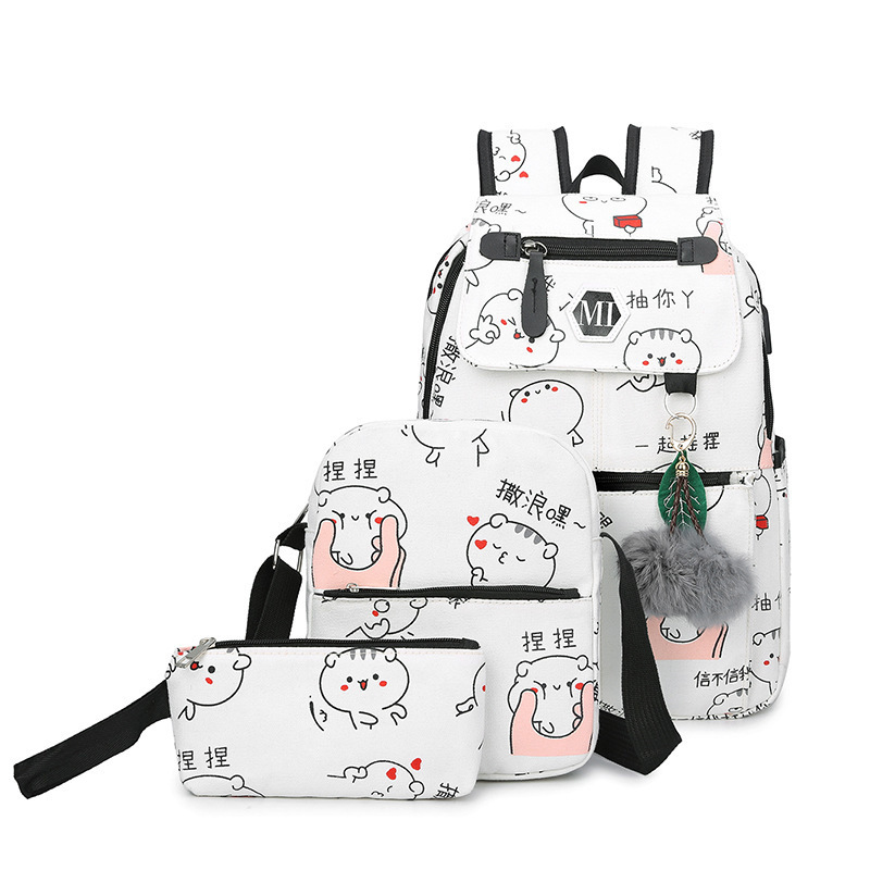3piece/set School Bags for Teenager Girls Kids Cartoon Student Backpack Canvas Child Schoolbags Women School Backpack Male LJ200918