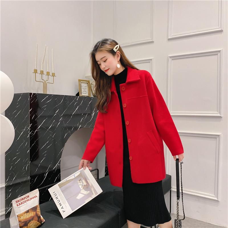 Women's Large Size New Double-faced Woolen Coat British Temperament Commuter Ladies Woolen Coat Single-breasted Workwear, Beige 
Women's Large Size New Double-faced Woolen Coat British Temperament Commuter Ladies Woolen Coat Single-breasted Workwear, Beige