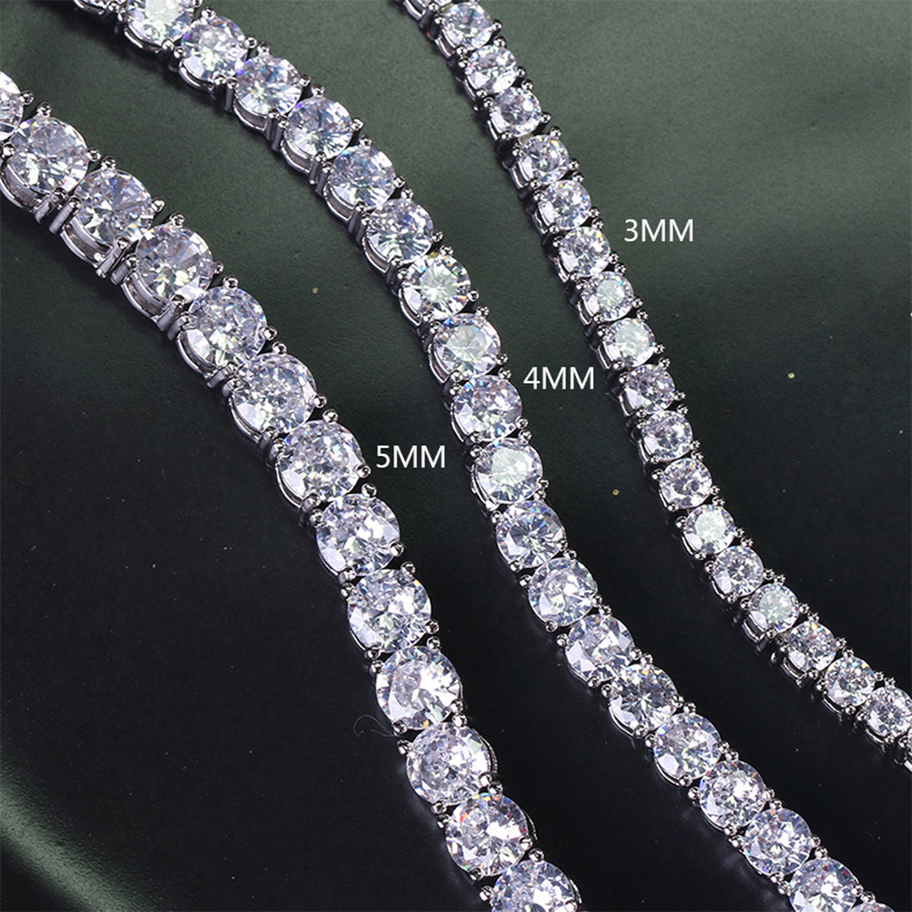 Brass 1624 inch Tennis Necklace Unisex choker Chain Jewelry Pave setting 36mm cubic zirconia stones