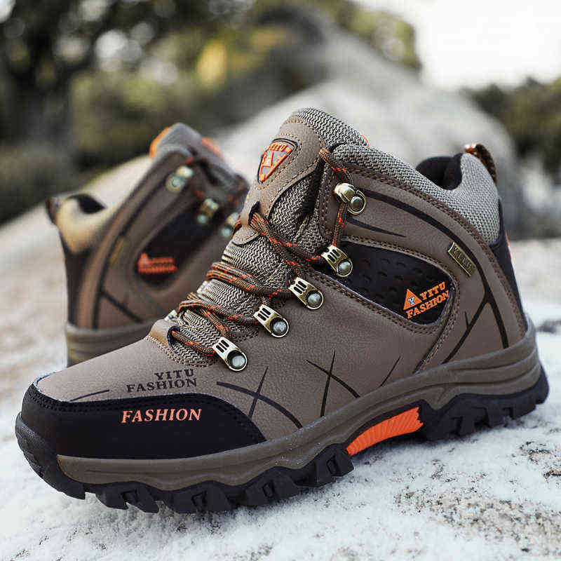 Men Winter Snow Boots Waterproof Non-slip Sneakers Warm Men's Boots Outdoor Male Hiking Boots Rubber Wear-resistant Work Shoes 220107