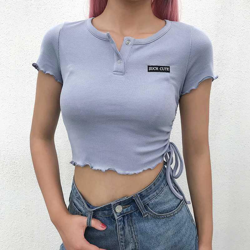 Women ladies Short Sleeve Crop top elegant Plain basic debardeur femme Lace up Tank bandage stretch Vest Tee tunique femme1, As pic
Women ladies Short Sleeve Crop top elegant Plain basic debardeur femme Lace up Tank bandage stretch Vest Tee tunique femme1, As pic