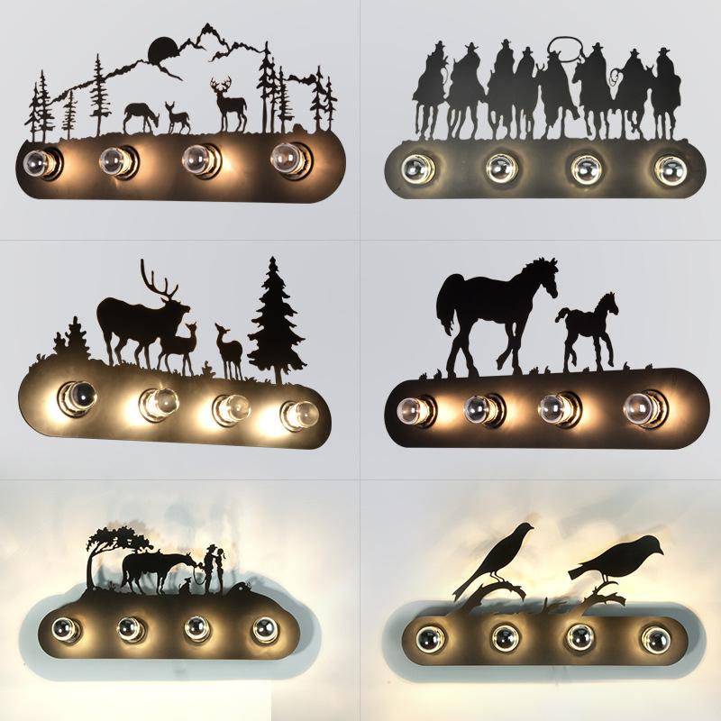 Animal style Vintage American country restaurant Fashion creative industrial horse Wall Lamp E27 lighting for Bar Bedroom Study
Animal style Vintage American country restaurant Fashion creative industrial horse Wall Lamp E27 lighting for Bar Bedroom Study