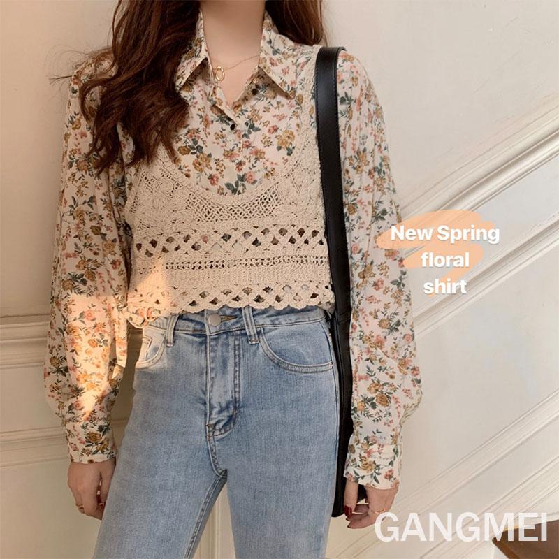 Full Flower Print Shirt Women Top Long Sleeve Blouse Autumn Spring +camis Crochet Chemise Femme Blusa Mujer Camisa, Camisole ivory
Full Flower Print Shirt Women Top Long Sleeve Blouse Autumn Spring +camis Crochet Chemise Femme Blusa Mujer Camisa, Camisole ivory