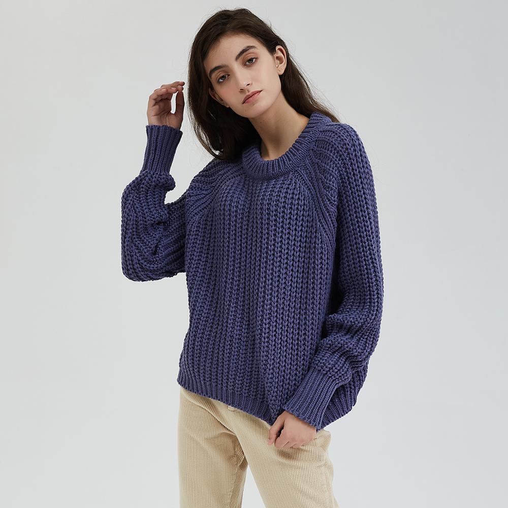 Wixra Knitted Chunky Oversized Sweater Women Loose Solid Thick O-Neck Pullover Jumpers Stylish Tops for Female Autumn Winter 201119