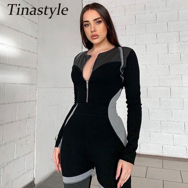 Tinastyle Zipper Patchwork Skinny Women Jumpsuit Long Sleeve Bodycon Sexy Rompers Womens Jumpsuit Ladies Casual Ftness Bodysuit, Black
Tinastyle Zipper Patchwork Skinny Women Jumpsuit Long Sleeve Bodycon Sexy Rompers Womens Jumpsuit Ladies Casual Ftness Bodysuit, Black