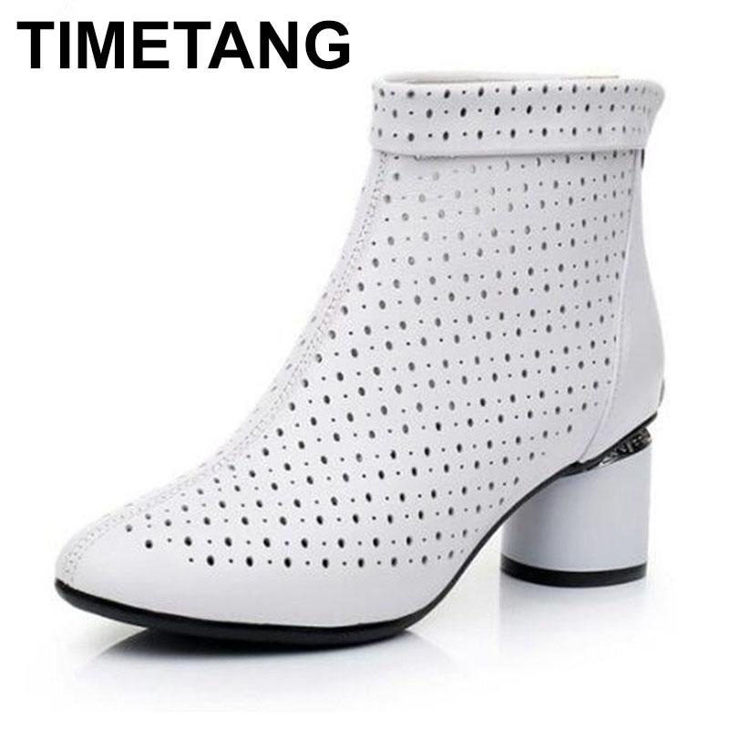 TIMETANG shoes women summer ankle boots in genuine leather 5 cm Med round heel back zipper boots cutout flexible sole size, Black
TIMETANG shoes women summer ankle boots in genuine leather 5 cm Med round heel back zipper boots cutout flexible sole size, Black
