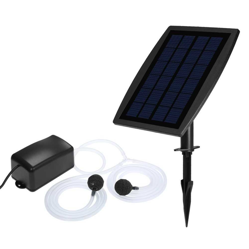 Solar Aquarium Air Pumps Bubble Stone Fish Air Tank Oxygen Pump Oxygenator for Aquariums Hydroponic Aerator Plate Tanks