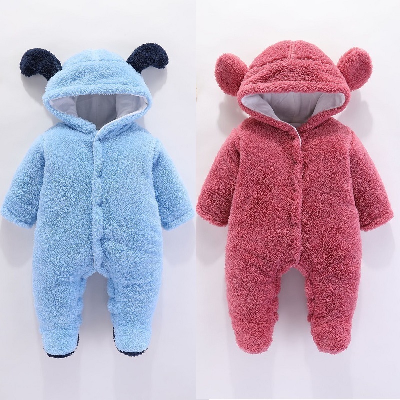 Autumn Winter Infant Clothing Overalls Thick Fluff Rompers For Girls Jumpsuit Warm Costume Newborn Baby Boys Clothes 201027