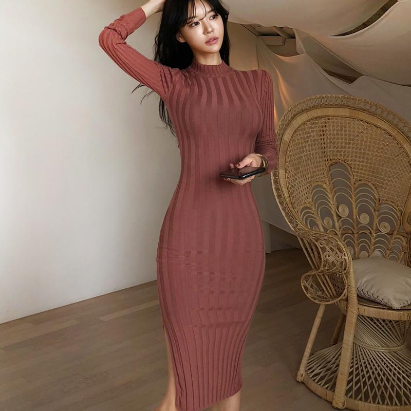 Elegant Half Turtleneck Women Knitted Dress Midi Ladies Slim Waist Side Split Skinny Sweater Dress Autumn Vestidos vs502, Army green
Elegant Half Turtleneck Women Knitted Dress Midi Ladies Slim Waist Side Split Skinny Sweater Dress Autumn Vestidos vs502, Army green