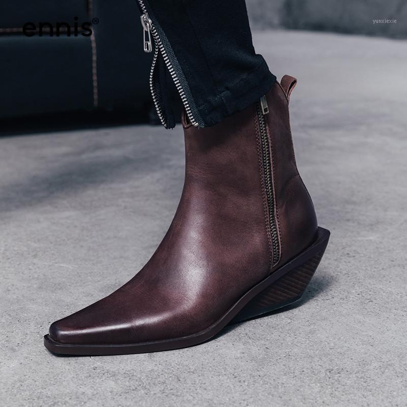 ENNIS 2020 Designer Wedge Boots Genuine Leather Women Boots Pointed Toe Western Med Heel Autumn Winter Ankle Shoes A9941, Black
ENNIS 2020 Designer Wedge Boots Genuine Leather Women Boots Pointed Toe Western Med Heel Autumn Winter Ankle Shoes A9941, Black