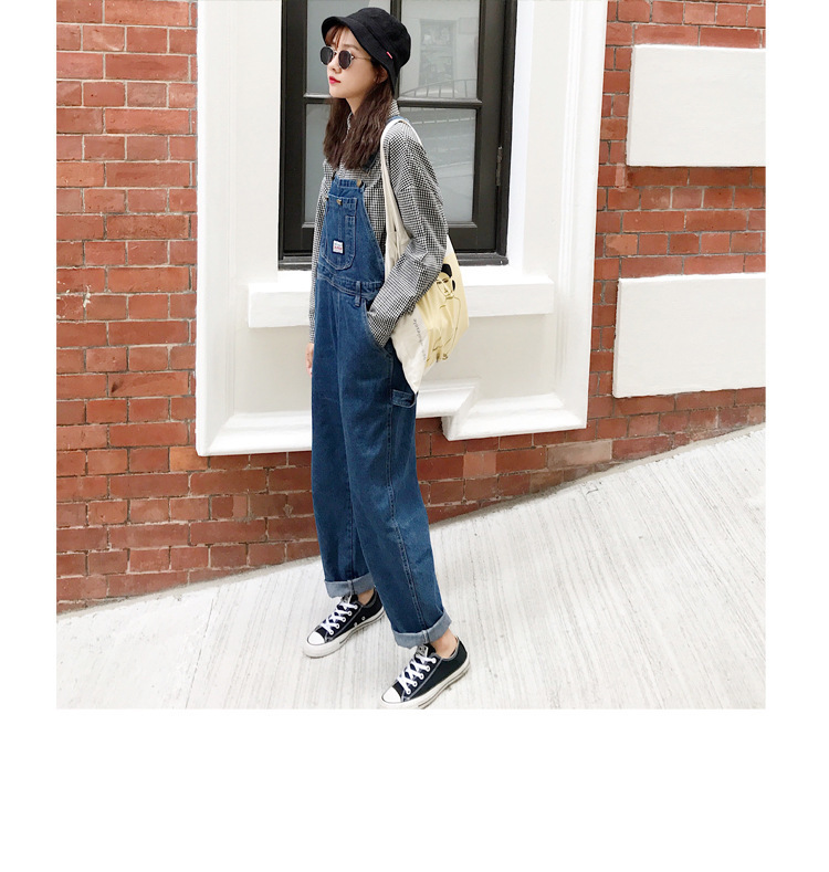 Qooth Vintage High Waist Jeans Overalls Women Big Pockets Denim Romper Ladies Wide Leg Harem Jumpsuits Capri Jeans QH2280 201105