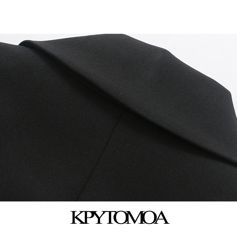 Vintage Stylish Short Style Double Breasted Blazer Coat Women Fashion Notched Collar Long Sleeve Female Outerwear Chic Tops 201114