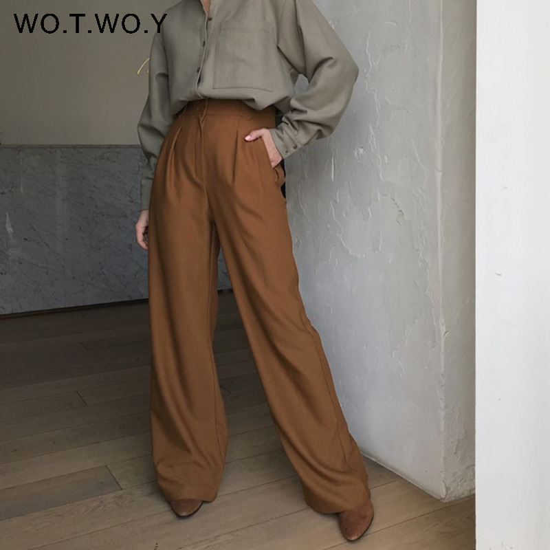 WOTWOY High Waist Full Length Wide leg Pants Women Casual Solid Loose Trousers Women Pockets Cotton Mujer Pantalones Femme 201112, 20139-green
WOTWOY High Waist Full Length Wide leg Pants Women Casual Solid Loose Trousers Women Pockets Cotton Mujer Pantalones Femme 201112, 20139-green