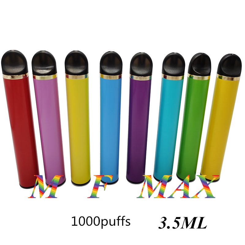 M F MAX Disposable Vape Pens E Cigarettes Vape 1000puffs 3.5ml Capacity pre-filled Starter Kit 650mah Battery 9 colors Empty Custom Made
M F MAX Disposable Vape Pens E Cigarettes Vape 1000puffs 3.5ml Capacity pre-filled Starter Kit 650mah Battery 9 colors Empty Custom Made