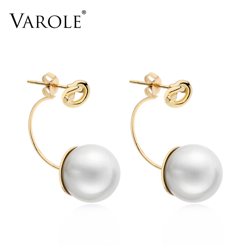 Varole New Arrival big pearl Gold Color Stainless Steel Earrings for Women C Shape knotted pearl Hoops earrings jewelry Wholesale
Varole New Arrival big pearl Gold Color Stainless Steel Earrings for Women C Shape knotted pearl Hoops earrings jewelry Wholesale