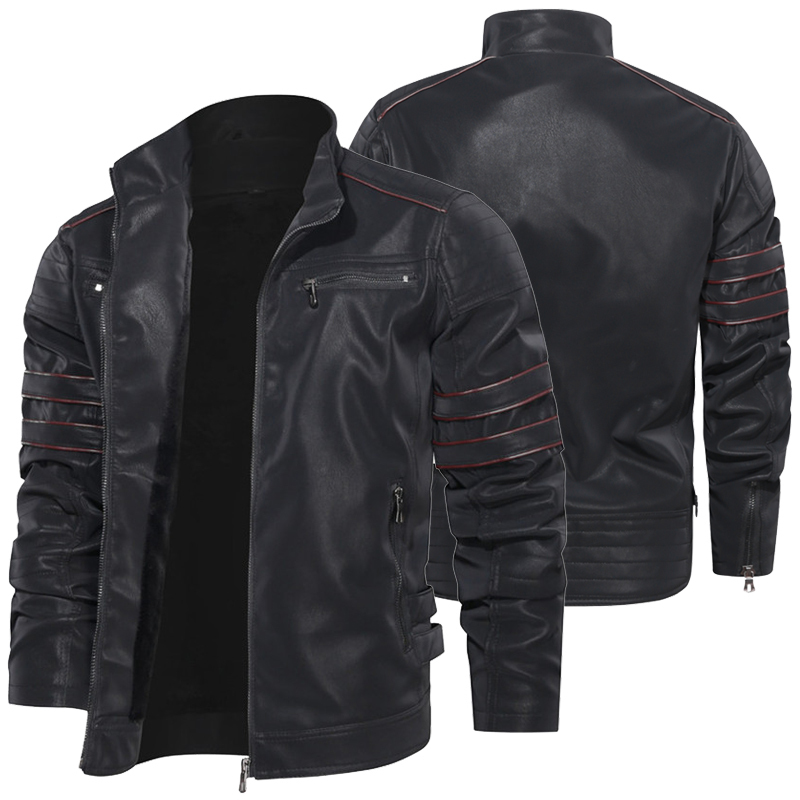 New Men's PU Leather Jacket Plus Velvet Warm Zipper Coat Male Windproof Motorcycle Jacket Coats Man Leather Biker Outwear 201120