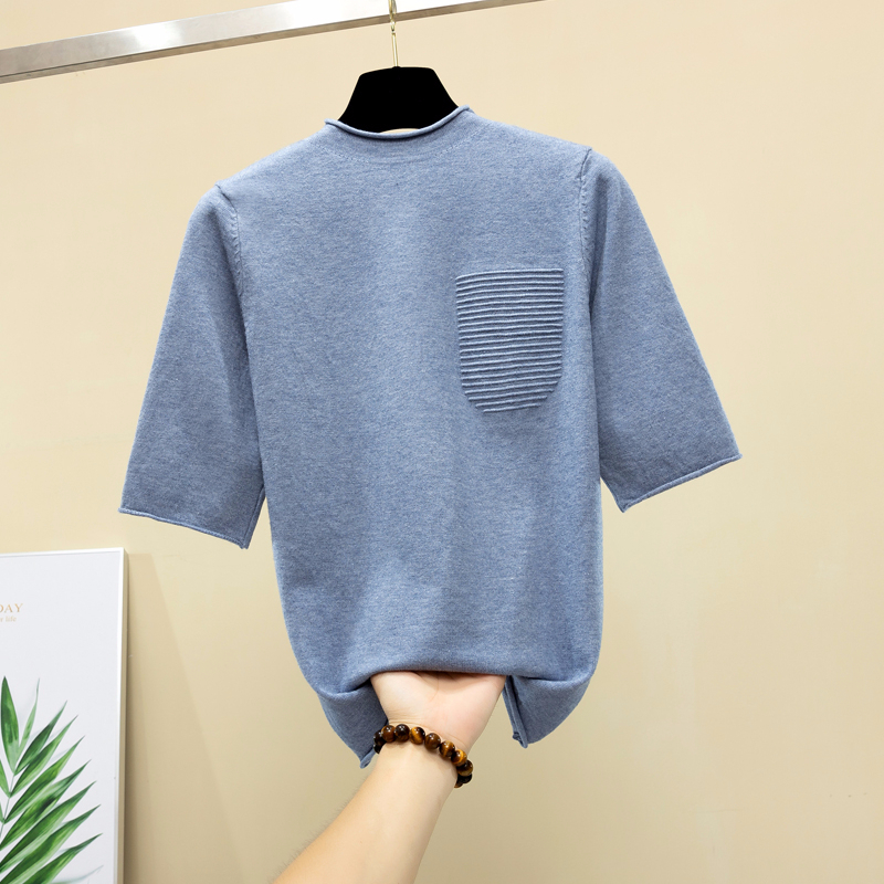 Half sleeve tops women knitted sweater half turtleneck korean modis pullover all match spring and summer new arrival 201111wtt