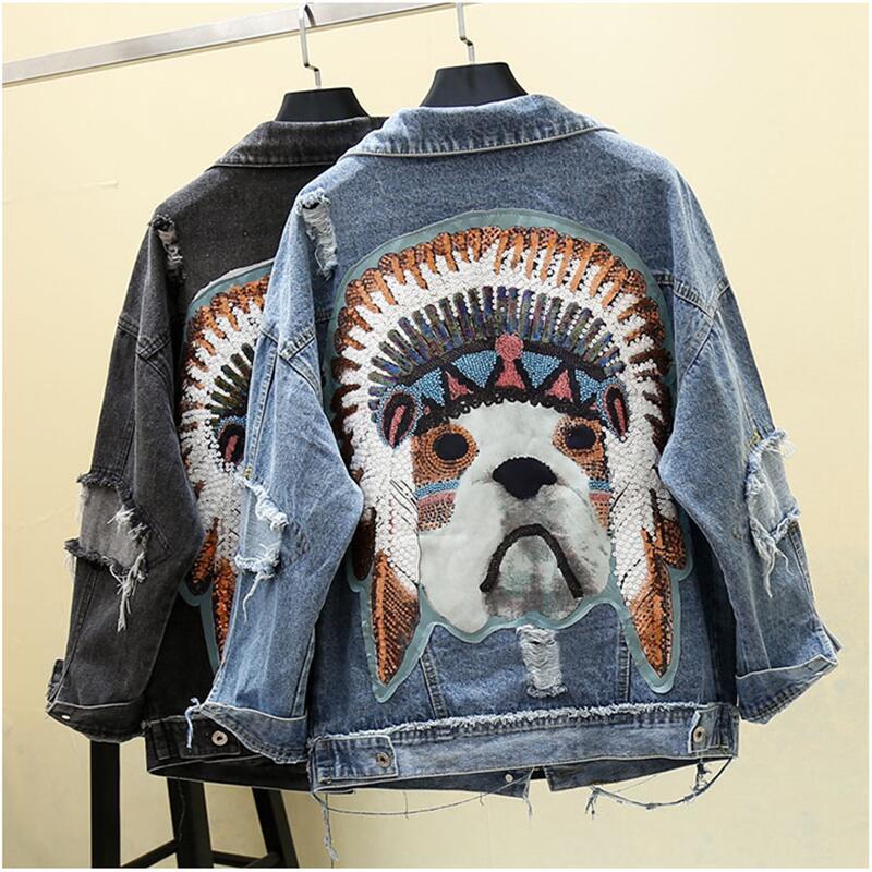 New black 2020 female spring denim woman's jacket blazers bangles sequined women's jackets outerwear, Blue
New black 2020 female spring denim woman's jacket blazers bangles sequined women's jackets outerwear, Blue