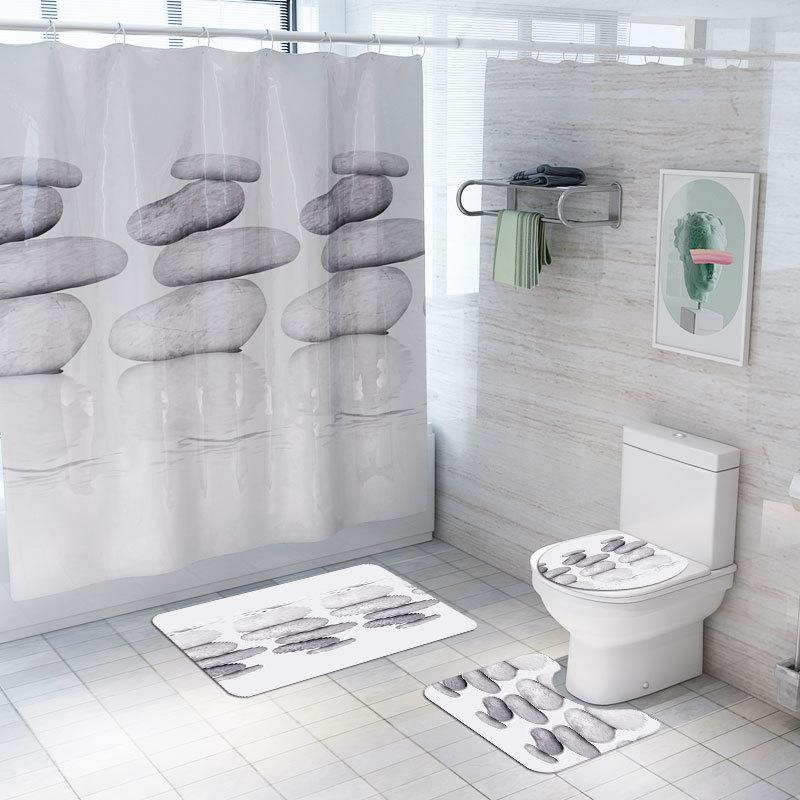 Printed Stone Bath Mat and Shower Curtain Non Slip Bathroom Floor Mat Absorbent Toilet Seat Cover Microfiber Bath Foot
Printed Stone Bath Mat and Shower Curtain Non Slip Bathroom Floor Mat Absorbent Toilet Seat Cover Microfiber Bath Foot