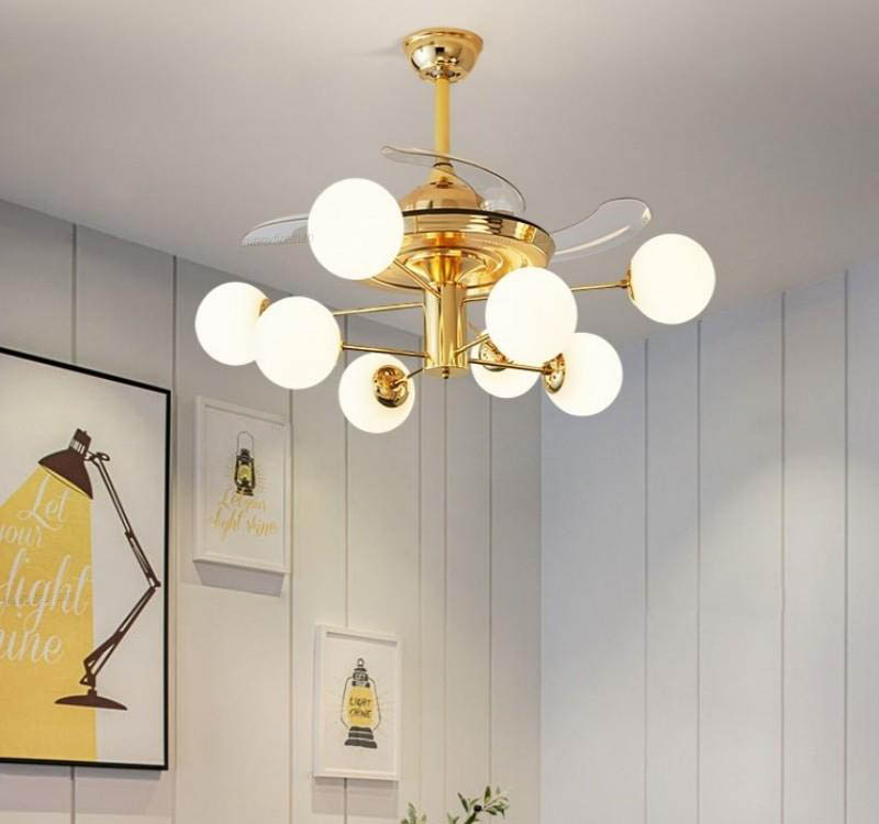 42 inch Modern Invisible lights Acrylic Leaf Led Fans 36W Power Wireless remote control Ceiling light