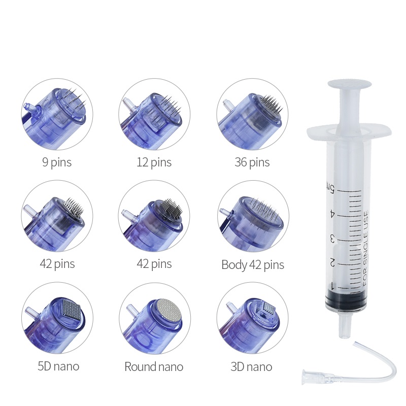 Microneedle Cartridges and Syringe Tube Screw Suits For 2 in 1 Mini Hydra Gun Mesotherapy Injector Auto Derma Stamp
Microneedle Cartridges and Syringe Tube Screw Suits For 2 in 1 Mini Hydra Gun Mesotherapy Injector Auto Derma Stamp