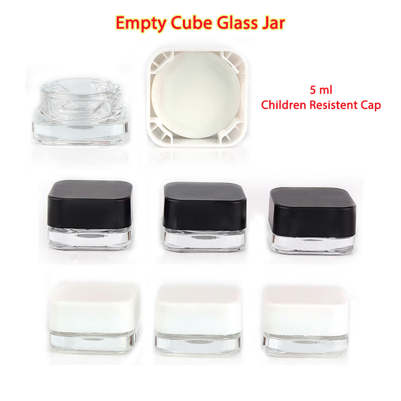 5ml Clear Cube Wax Glass Jars Child Resistant Dab oil Concertrate Bottle Cosmetic Container with White or Black Cap
5ml Clear Cube Wax Glass Jars Child Resistant Dab oil Concertrate Bottle Cosmetic Container with White or Black Cap