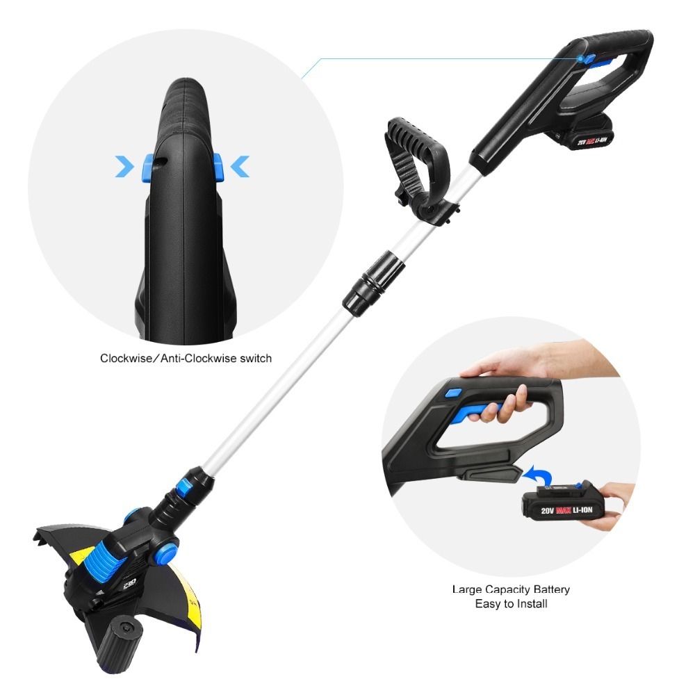 String Trimmers Lawn Mower Electric 20V Lithium-ion 2000mAh Cordless Pruning Cutter Garden Tools