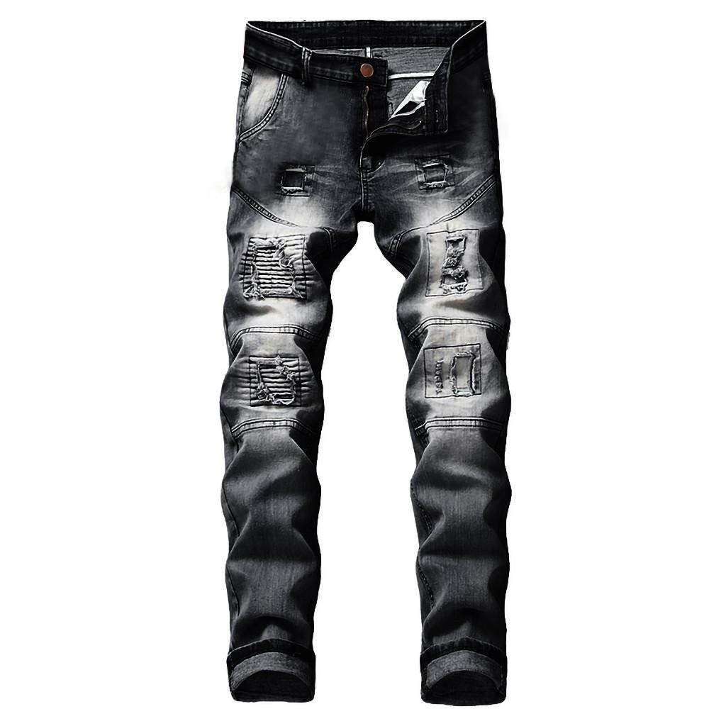 Men's Stretchy Ripped Skinny Biker Jeans Destroyed Taped Slim Fit Denim Pants, Black
Men's Stretchy Ripped Skinny Biker Jeans Destroyed Taped Slim Fit Denim Pants, Black