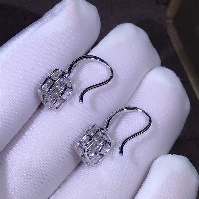 Hot Sale New 2019 Jewelry Sterling Sier T Shape White Topaz CZ Dai Women Wedding Gemstones Earring Hook For Lovers' Gift Free shipping