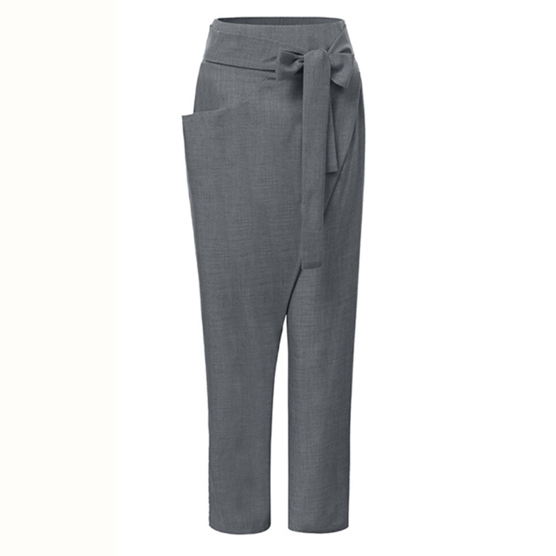 [DEAT] High Elastic Waist Pleated Spliced Temperament Trousers New Loose Fit Pants Women Fashion Tide Spring Summer 13S563 201106