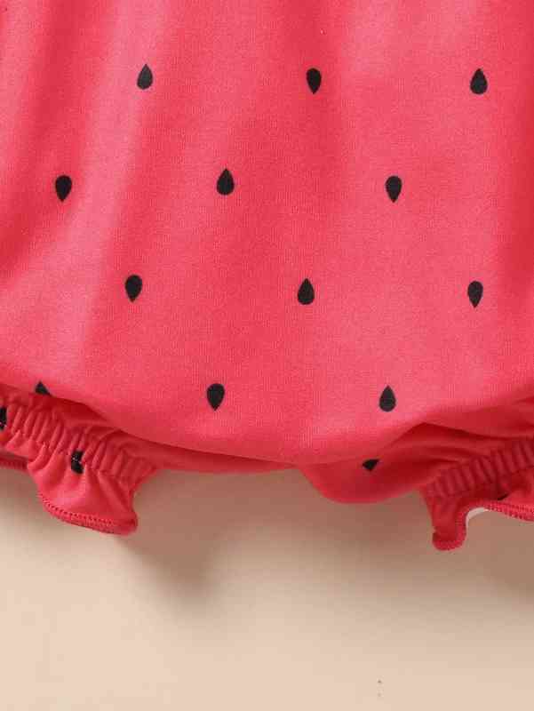 Baby Dalmatian Print Button Up Puff Sleeve Romper SHE