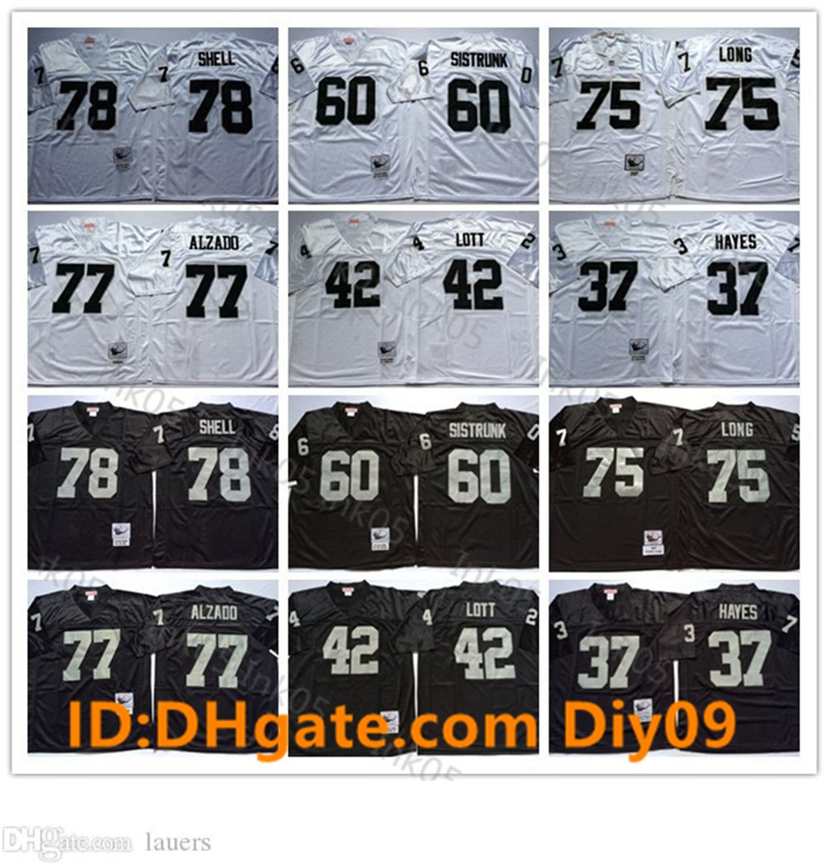 VintageOaklandRaiders Football Jerseys 75 Howie Long Men 37 Lester Hayes 42 Ronnie Lott 77 Lyle Alzado 78 Art Shell Bo Jac, With sign
VintageOaklandRaiders Football Jerseys 75 Howie Long Men 37 Lester Hayes 42 Ronnie Lott 77 Lyle Alzado 78 Art Shell Bo Jac, With sign