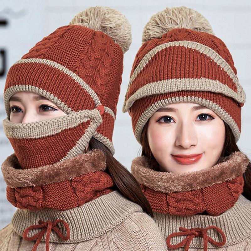 1PC Women Winter Beanies Knitted Thickened Woolen Hat With Warm Mask And Neck Scarf, Beige
1PC Women Winter Beanies Knitted Thickened Woolen Hat With Warm Mask And Neck Scarf, Beige