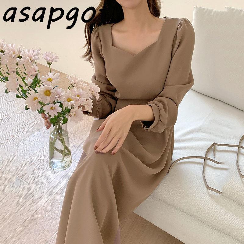 Casual Dresses Temperament Chic Korean Vintage Puff Long Sleeve Square Neck Lace Up Waist A Line Slim Vestidos Minimalist Lady Office, Black;gray
Casual Dresses Temperament Chic Korean Vintage Puff Long Sleeve Square Neck Lace Up Waist A Line Slim Vestidos Minimalist Lady Office, Black;gray