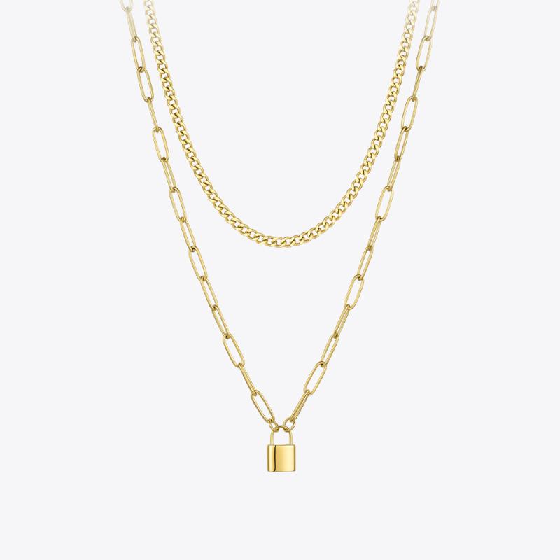 Pendant Necklaces ENFASHION Lock Necklace Women Gold Color Stainless Steel Double Chain 2021 Christmas Fashion Jewelry P203141
Pendant Necklaces ENFASHION Lock Necklace Women Gold Color Stainless Steel Double Chain 2021 Christmas Fashion Jewelry P203141