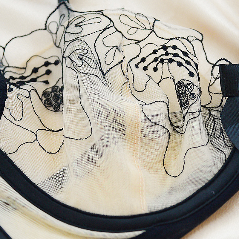 Shaonvmeiwu Ultrathin gauze sexy embroidery lace bra lingerie suit comfortable perspective breathable small chest women's bra T200602