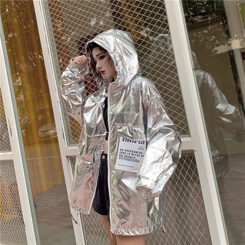 2019 Loose Coat Harajuku Riverdale Windbreaker Jackets Autumn Holographic Tunic Basic Women Jacket Sunscreen Clothes T200111