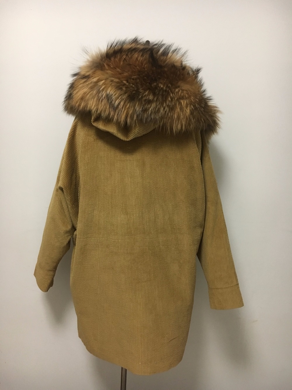 new winter jacket coat women parka fur coat Corduroy real raccoon fur collar warm thick lamm fur wool liner parkas 201217