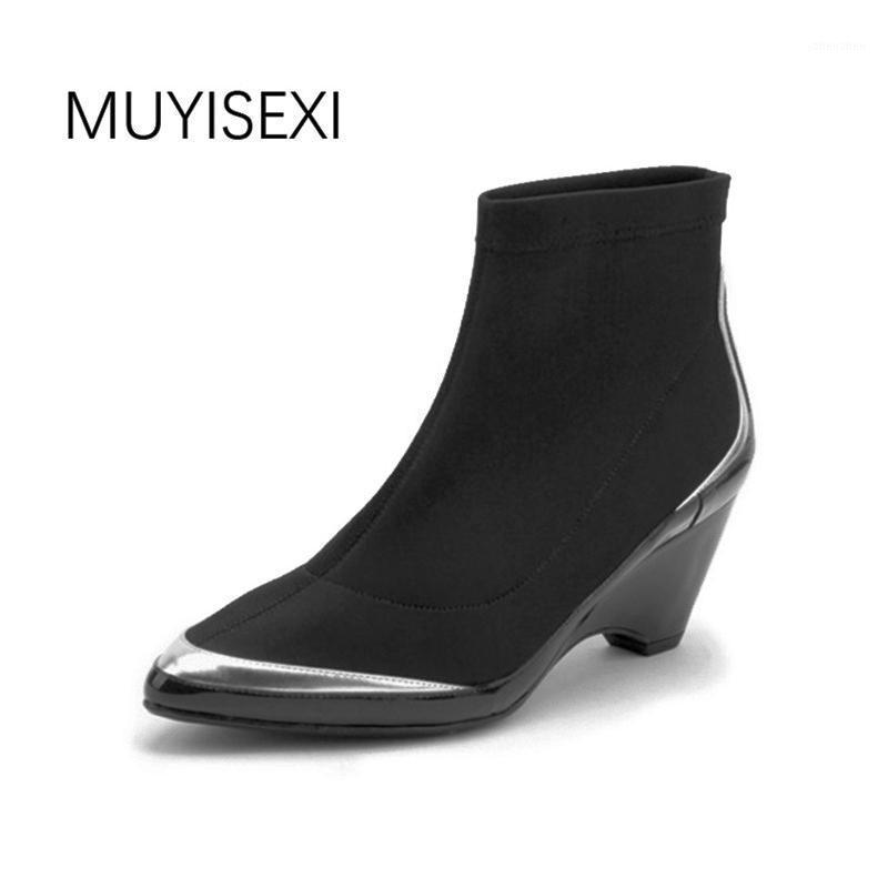 Boots Women Sock Stretch Fabric Pointed Toe Slip-On Wedges Ankle Pumps Black Stiletto Botas Mujer HL22 MUYISEXI1
Boots Women Sock Stretch Fabric Pointed Toe Slip-On Wedges Ankle Pumps Black Stiletto Botas Mujer HL22 MUYISEXI1